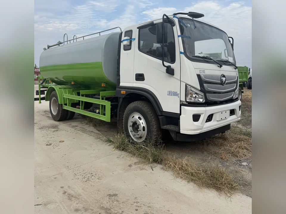 Tank-bodied truck, front three-quarter view