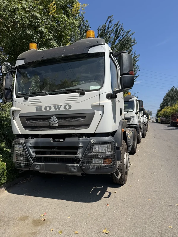 HOWO tractor truck, front view outdoors